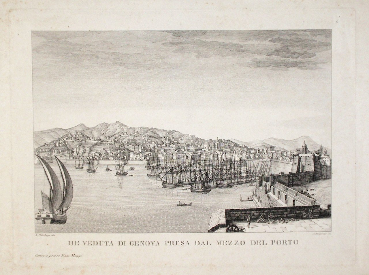III.a veduta di Genova presa dal mezzo del porto.