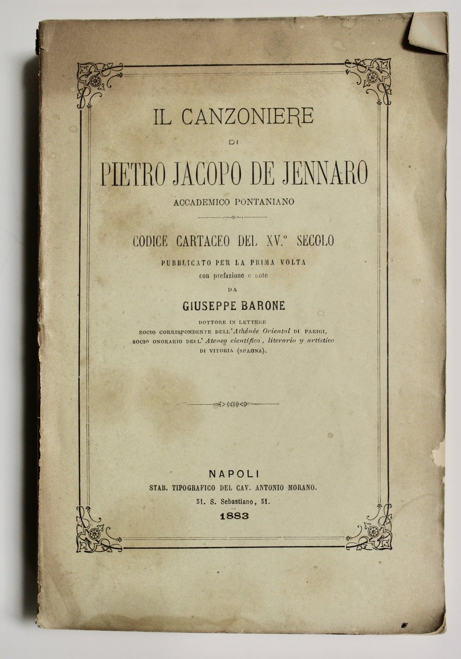 Il canzoniere di Pietro Jacopo De Jennaro accademico pontaniano