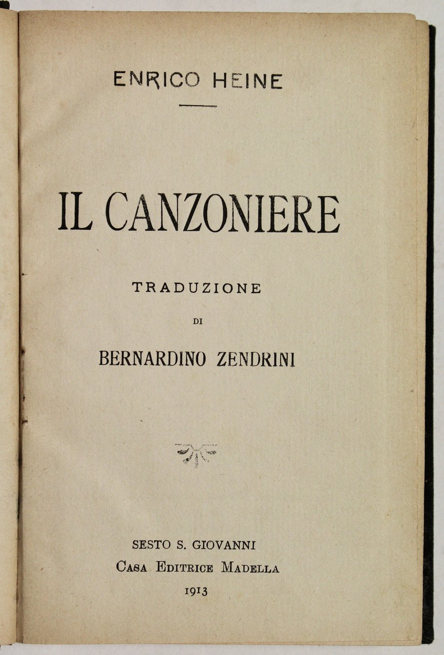 Il Canzoniere Traduzione di Bernardino Zendrini