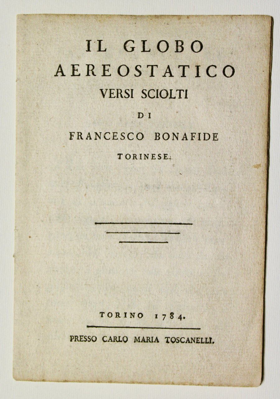 Il globo aereostatico versi sciolti di Francesco Bonafide Torinese.