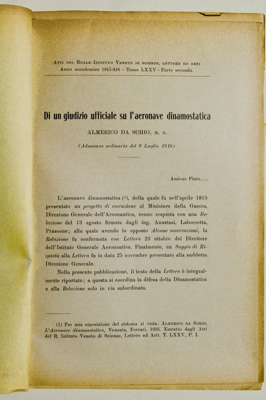 L'aeronave dinamostatica (unita a:) Di un giudizio ufficiale su l'aeronave …