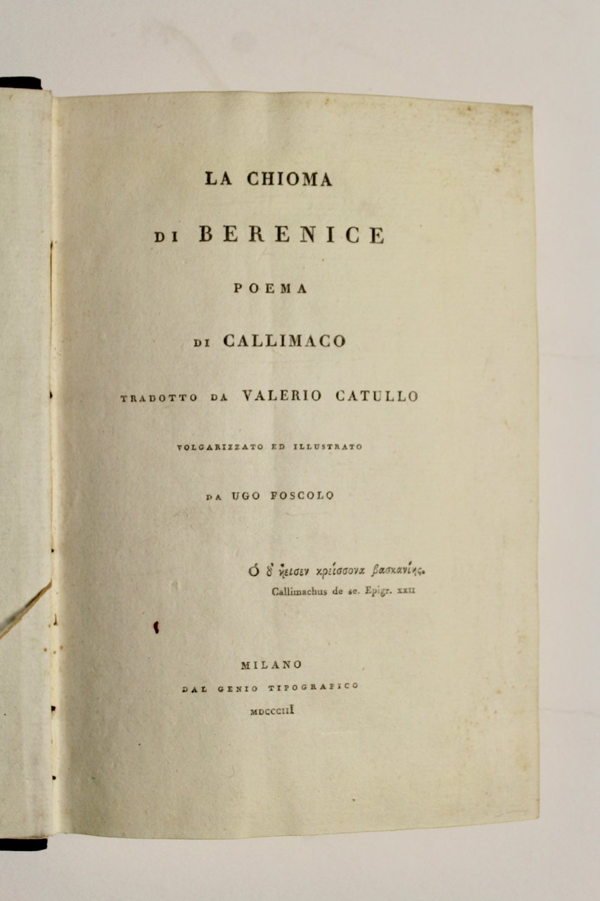 La chioma di Berenice, poema di Callimaco tradotto da Valerio …