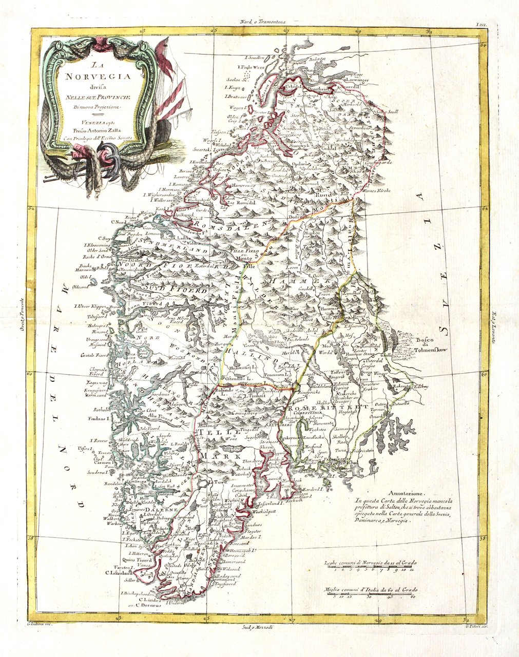 La Norvegia divisa nelle sue provincie di nuova projezione