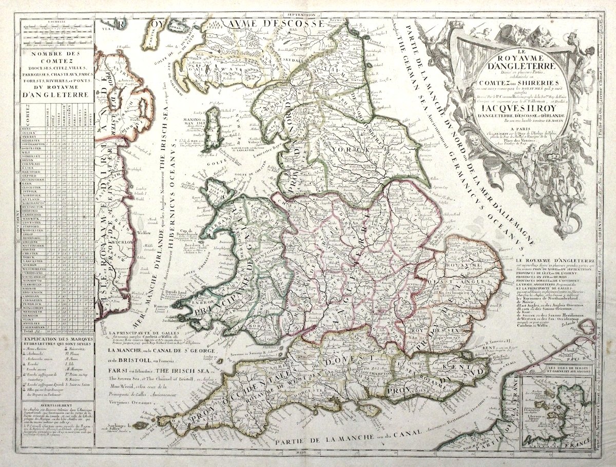 Le royaume d'Angleterre divisé en plusieurs parties subdivisées en Comtez …