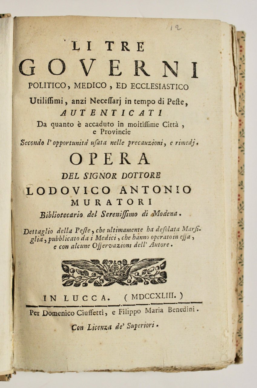 Li tre governi politico, medico, ed ecclesiastico