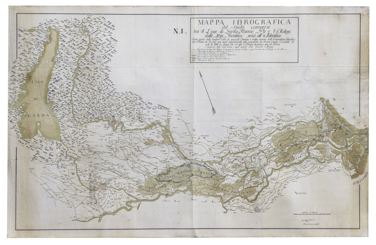 Mappa idrografica del suolo compreso tra il Lago di Garda, …