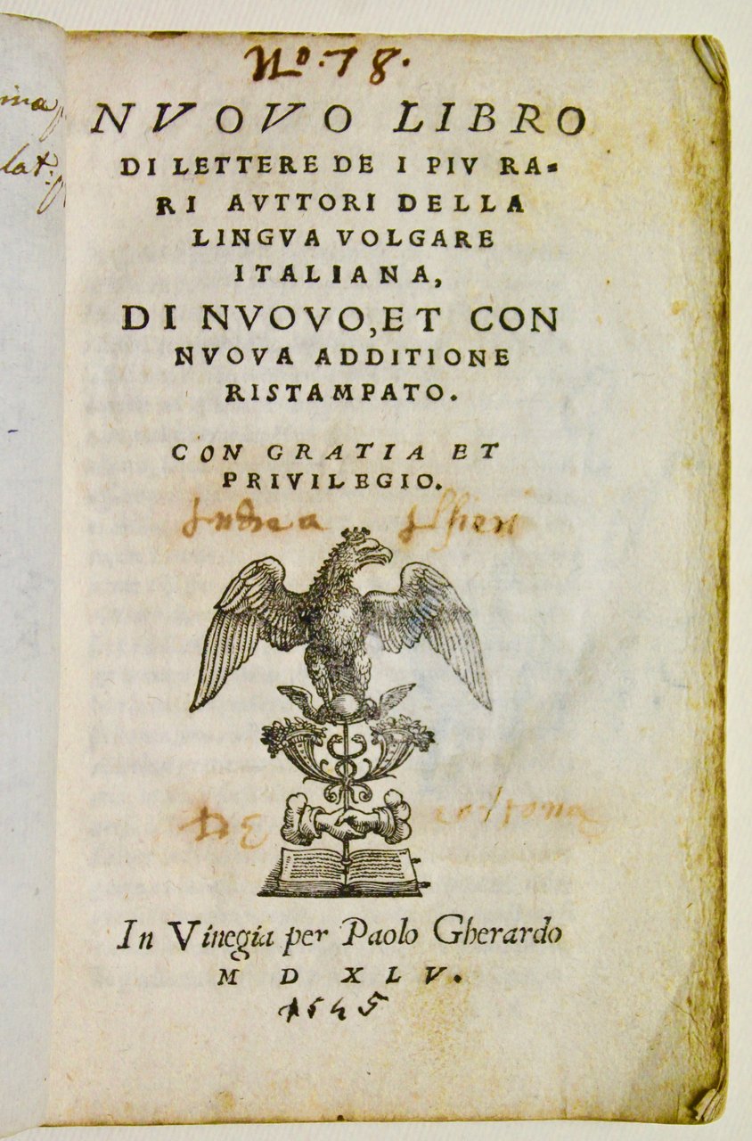 Nuovo libro di lettere de i più rari auttori della …