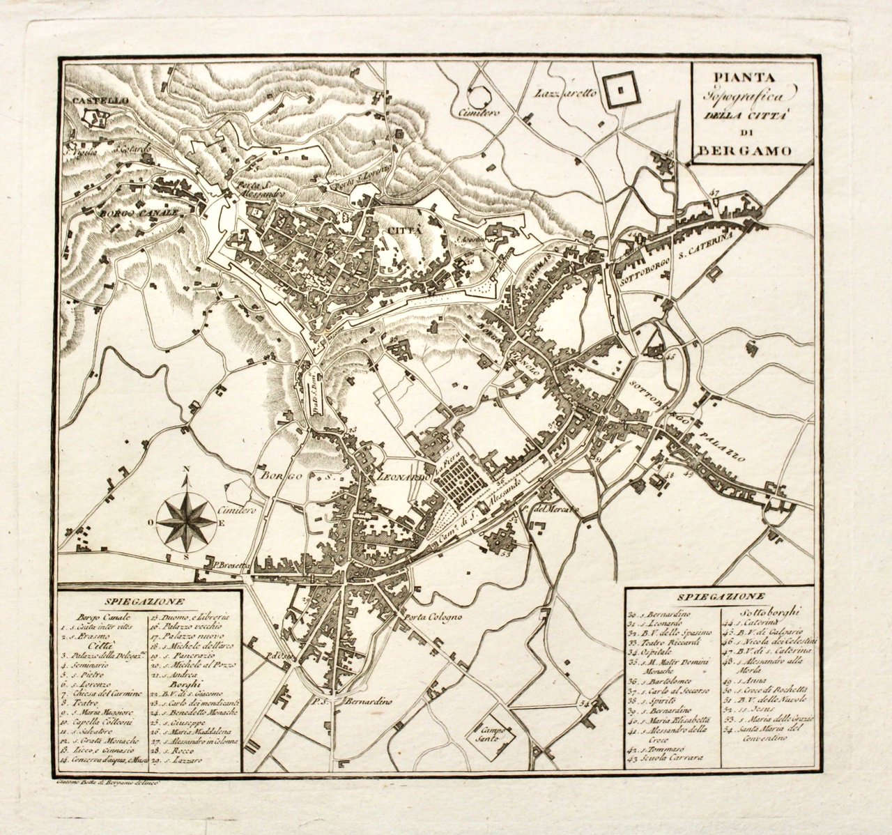 Pianta topografica della città di Bergamo