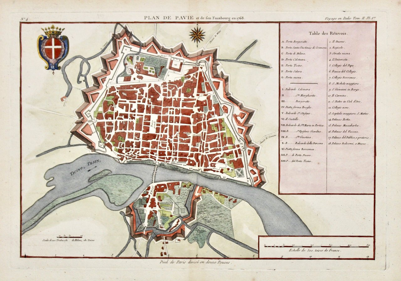 Plan de Pavie et de son Fauxbourg en 1768.
