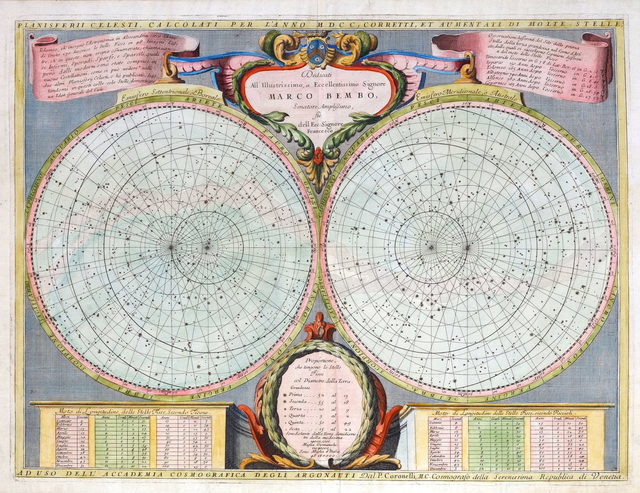 Planisferii celesti calcolati per l'anno 1700 corretti et aumentati di …