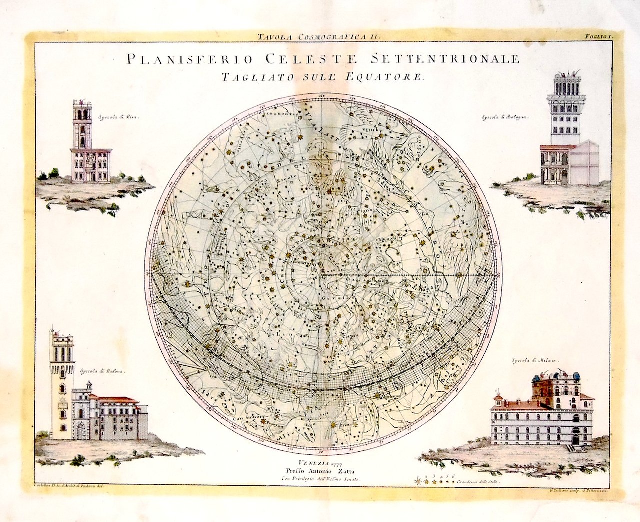 Planisferio celeste settentrionale tagliato sull'equatore (insieme a:) Planisferio celeste meridionale …