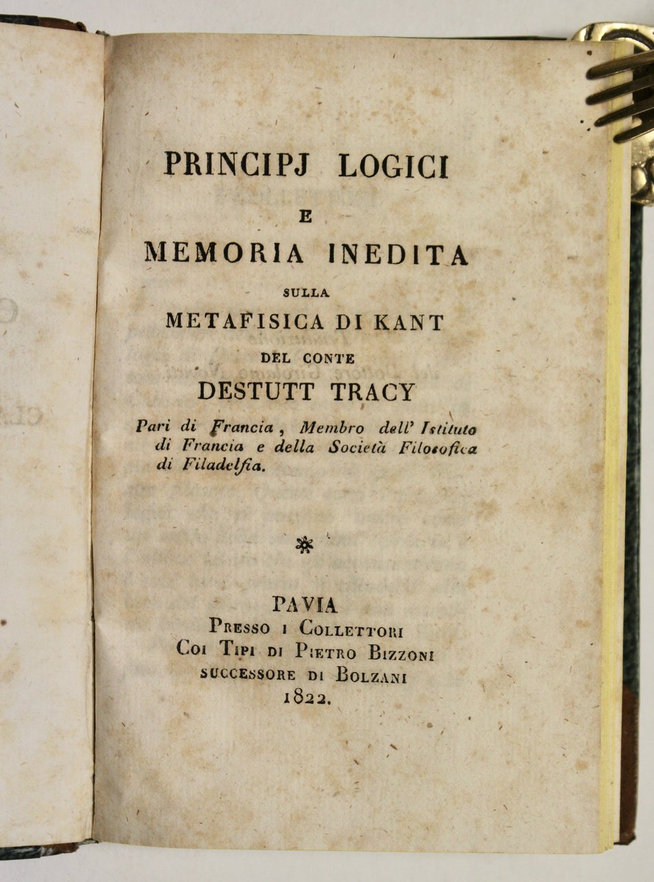 Principi logici e memoria inedita sulla metafisica di Kant.