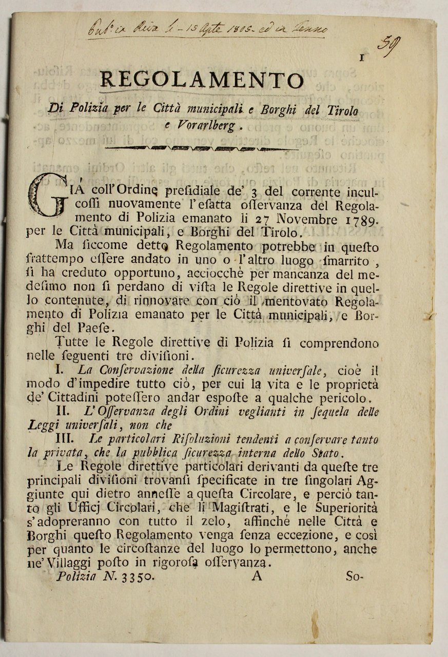 Regolamento di polizia per le città municipali e borghi del …
