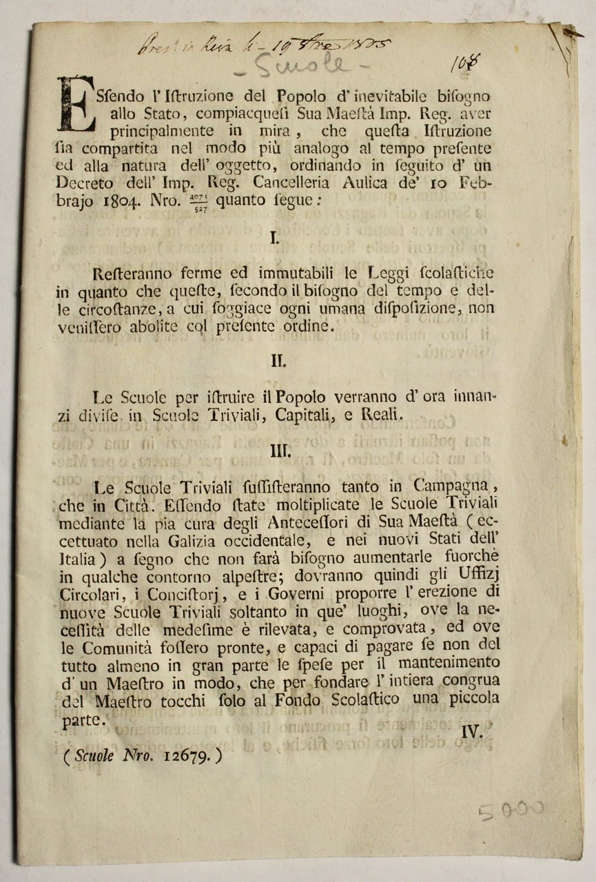 Regolamento per la scuola.