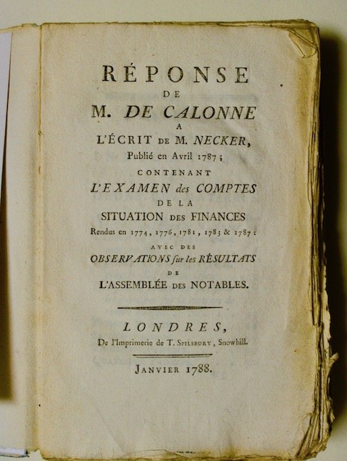 Reponse a l'écrit de M. Necker, publié en Avril 1787 …