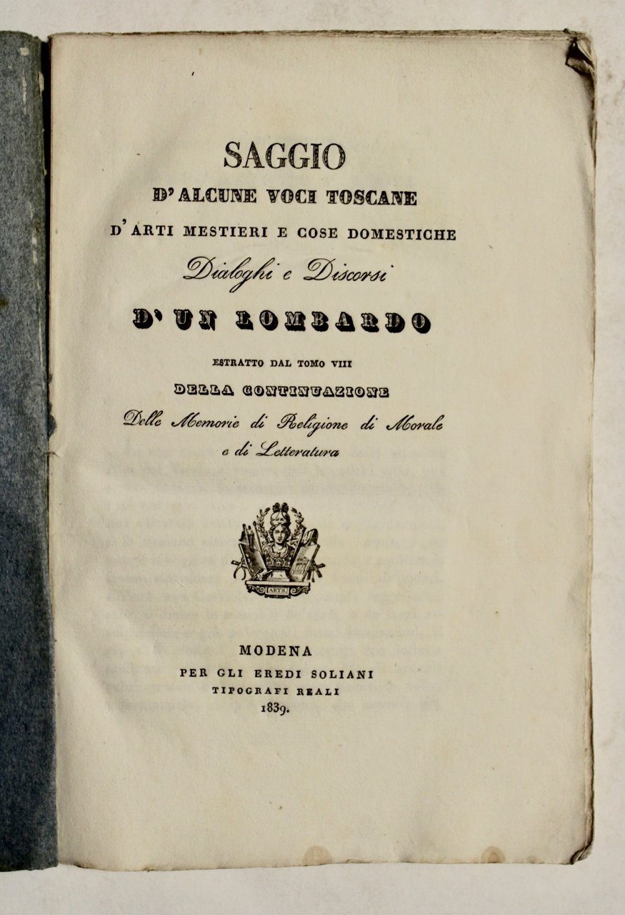 Saggio d'alcune voci toscane d'arti e mestieri e cose domestiche …