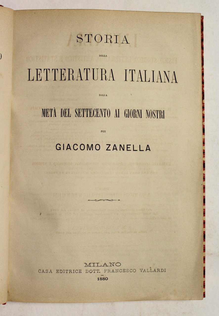 Storia della letteratura italiana dalla metà del settecento ai giorni …