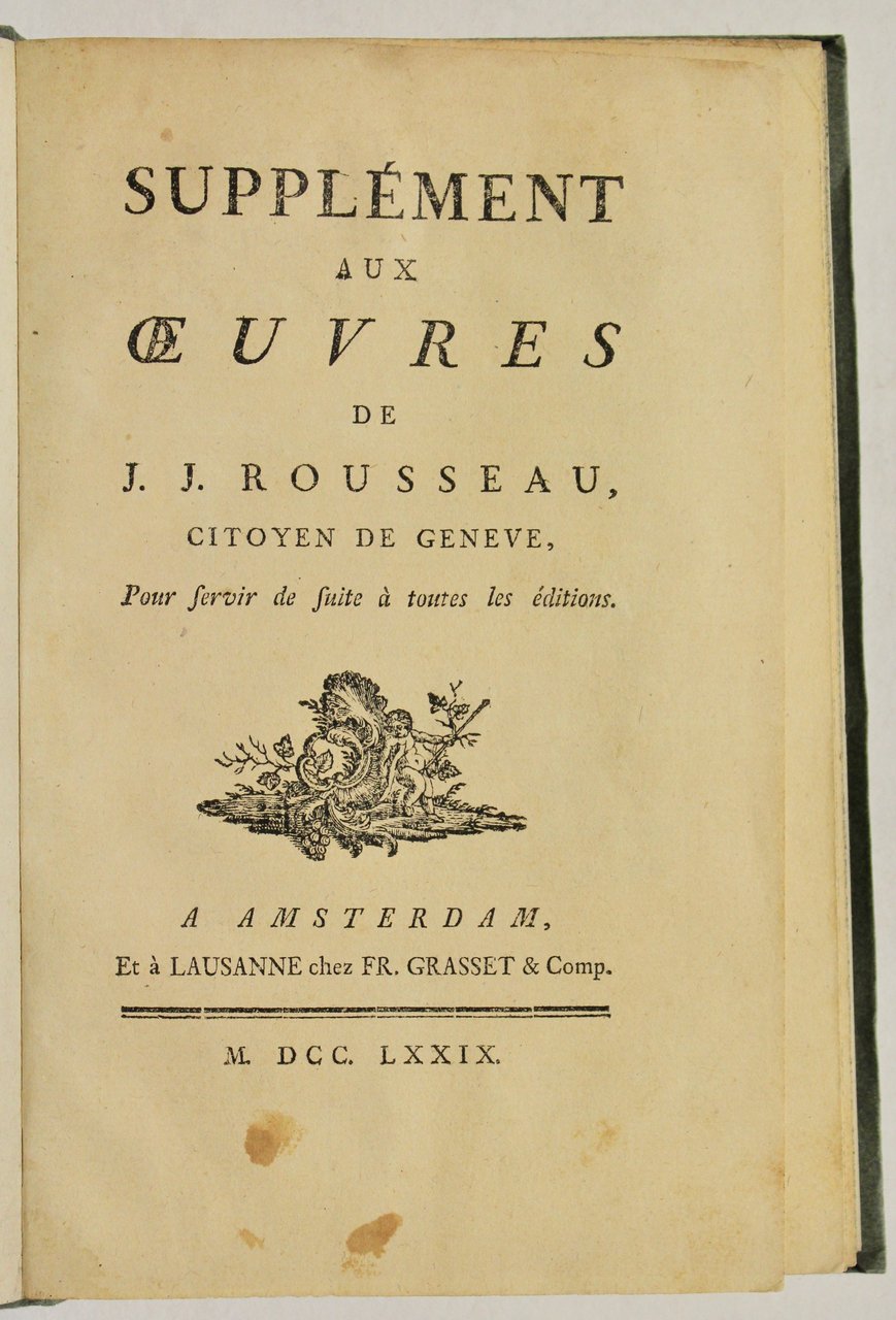 Supplement aux Oeuvres de J.J. Rousseau.