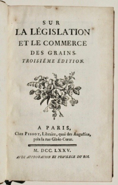 Sur la législation et le commerce des grains. Troisième édition | Immagine principale