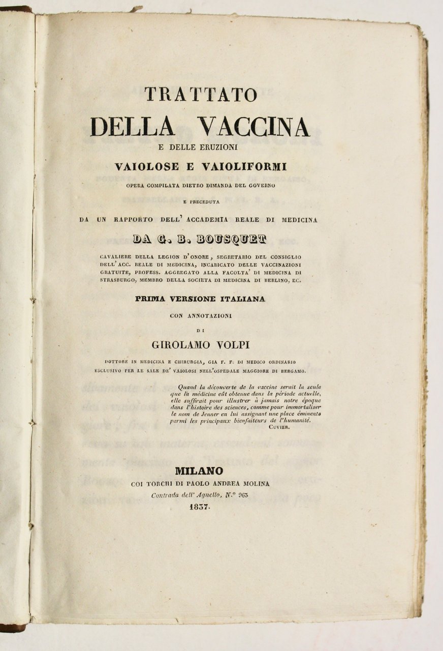 Trattato della vaccina e delle eruzioni vaiolose e vaioliformi opera …
