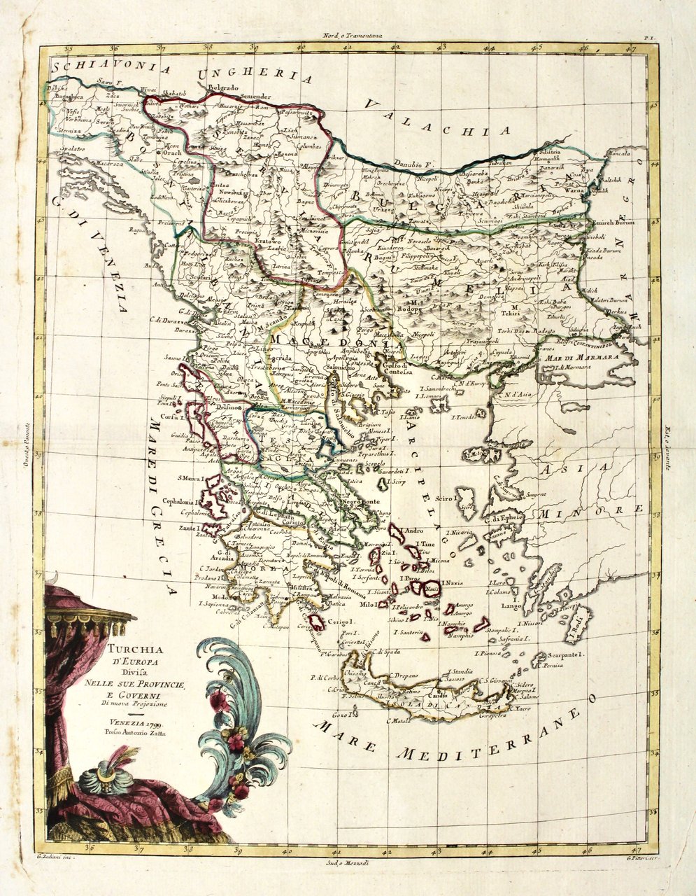 Turchia d'Europa divisa nelle sue provincie e governi