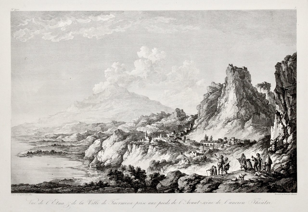 Vue de l'Etna & de la Ville de Taormina prise …