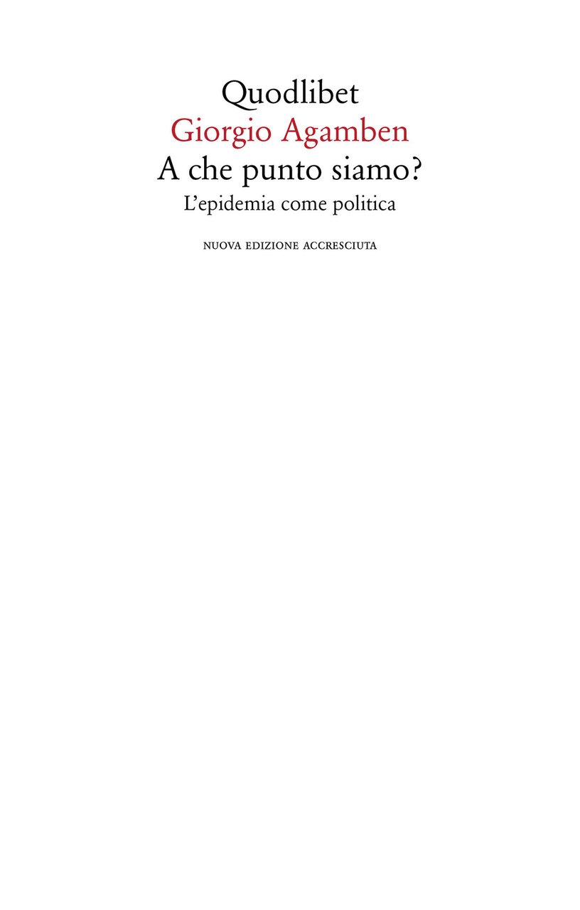 A che punto siamo? L'epidemia come politica