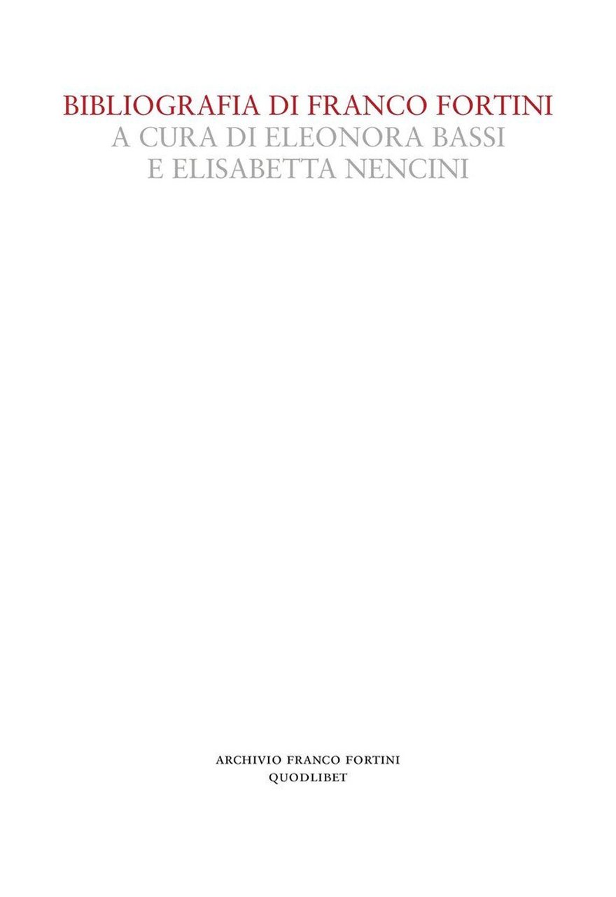 Bibliografia di Franco Fortini