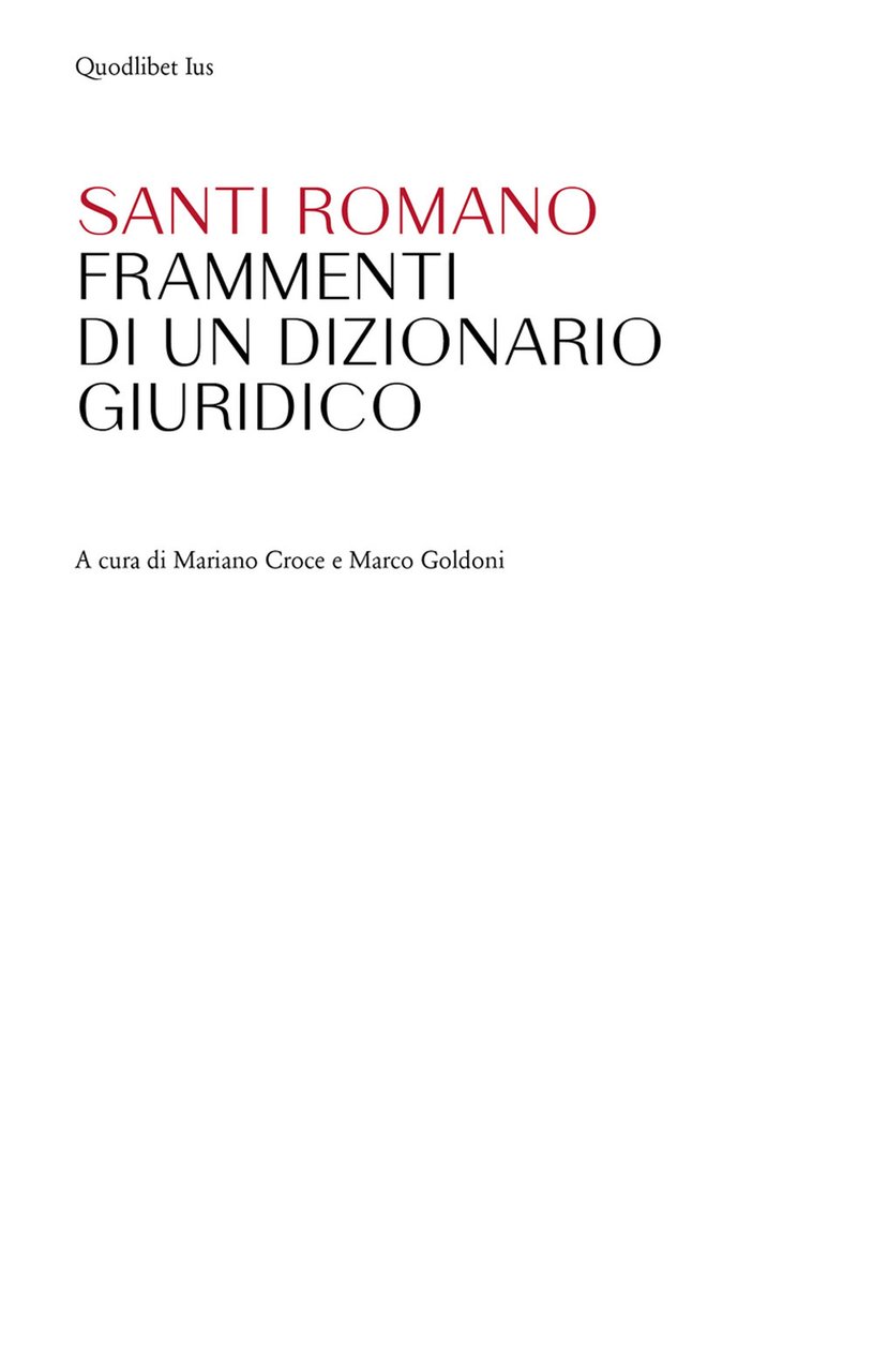 Frammenti di un dizionario giuridico