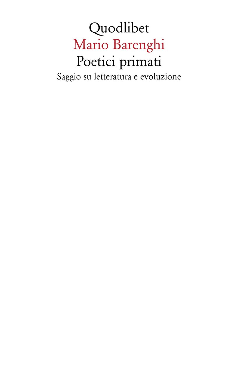 Poetici primati. Saggio su letteratura e evoluzione