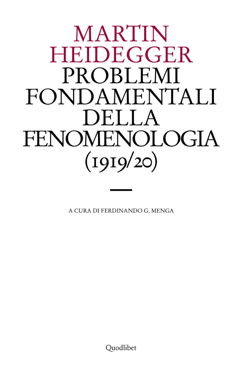 Problemi fondamentali della fenomenologia (1919-20)