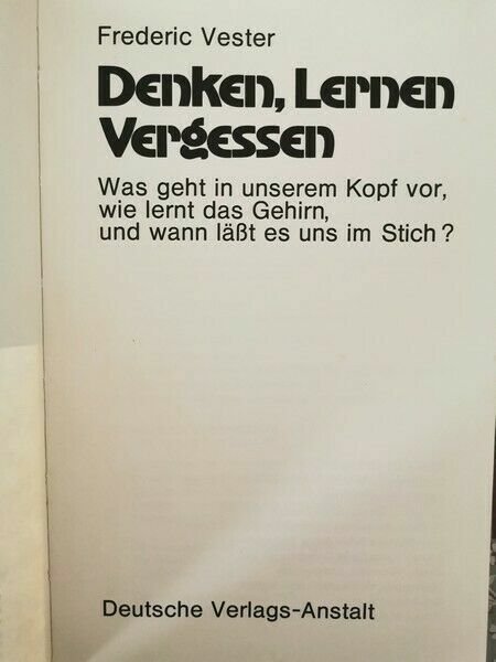 Denken, Lerner, Vergessen di Frederic Vester, 1975, Anstalt - ER | Immagine principale
