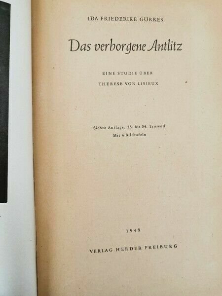 Das Vergorgene Antlitz von Ida Friederike Gurres, 1949, Herder Freiburg … | Immagine principale