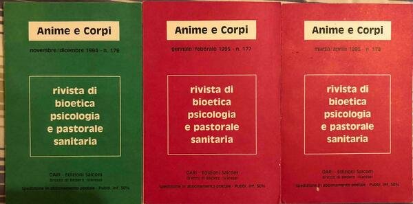 Anime e corpi nr.176-177-178 di AA.VV., 1995, OARI - Edizioni …