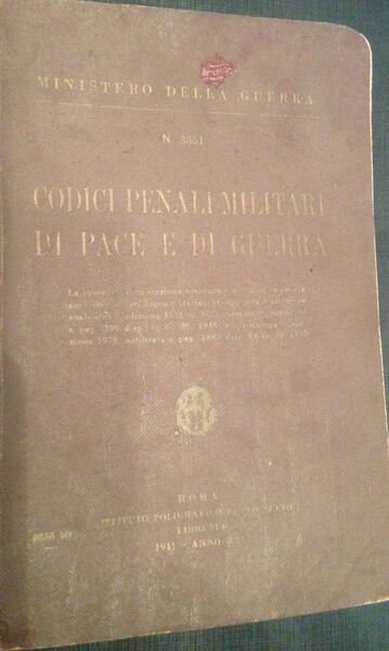 Codici penali militari di pace e di guerra - AA.VV.- …