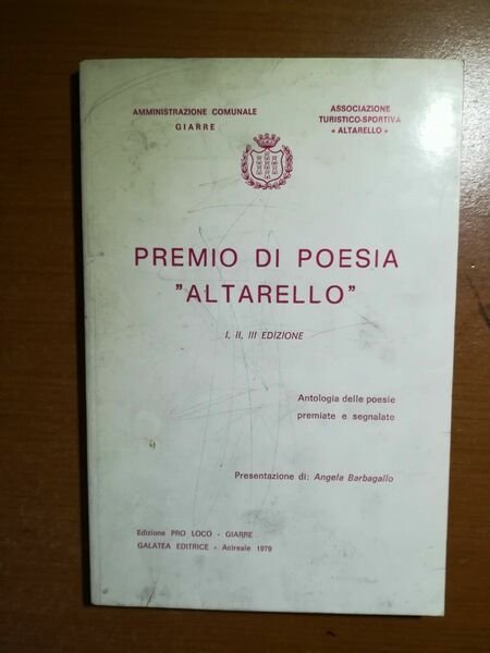 Premio di poesia Altarello - A. Barbagallo - Galatea - …