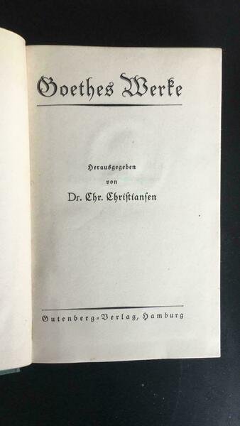Goethes Werte - Dr. Chr. Chriftianfen, Gutenberg - P