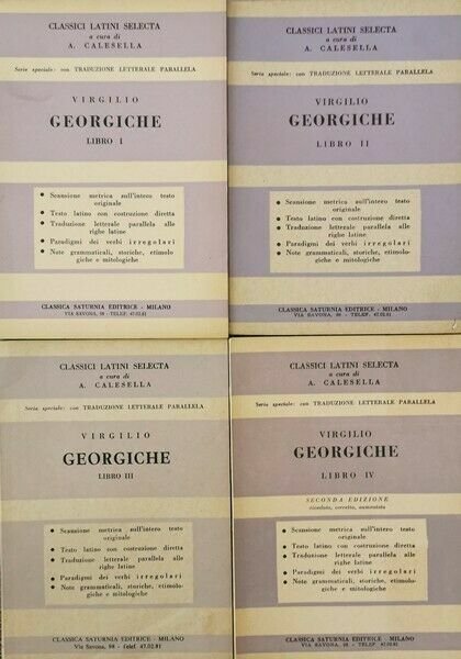 Georgiche - 4 volumi di Virgilio, Calesella, 1957, Classica Saturnia …