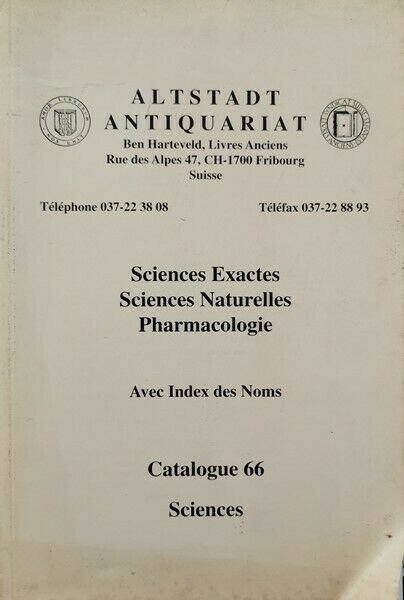 Altstadt Antiquariat Catalogue 66 (Sciences) - ER | Immagine principale