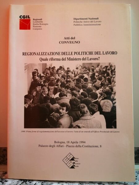 Regionalizzazione delle politiche del lavoro di A.a.v.v, 1994, E.d.s.s-F | Immagine principale
