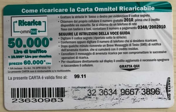 Scheda telefonica usata Omnitel di Aa.vv., 1999, Omnitel | Immagine principale