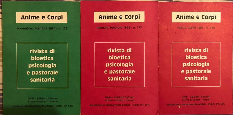 Anime e corpi nr.176-177-178 di AA.VV., 1995, OARI - Edizioni …