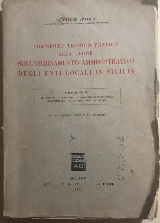 Commento teorico pratico enti locali in Sicilia di Salvatore Spataro, …