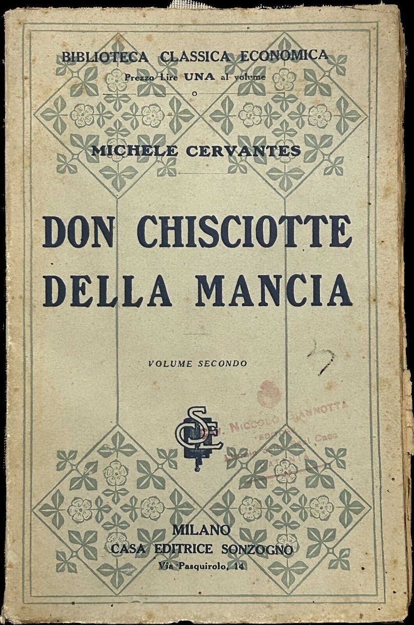 Don Chisciotte della Mancia Vol. II di Michele Cervantes, 1900, …