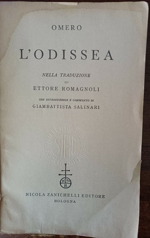 L?odissea - Omero - Nicola Zanichelli, 1962 - A