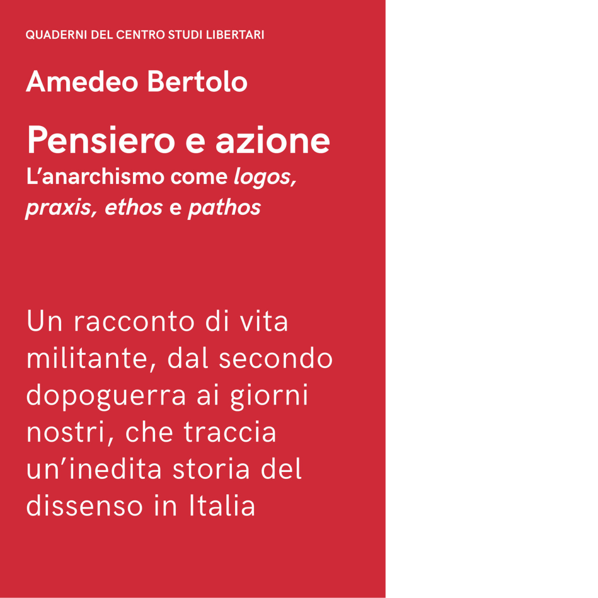 PENSIERO E AZIONE di AMEDEO BERTOLO - elèuthera, 2018