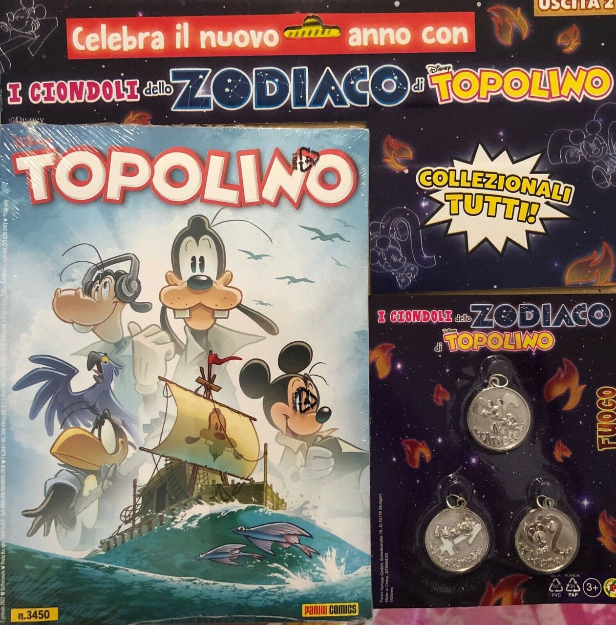 Topolino 3450+Ciondoli dello Zodiaco n. 2 di Walt Disney, 2022, …