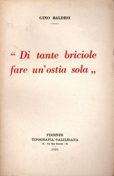 Di tante briciole fare un'ostia sola