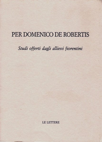 Per Domenico De Robertis