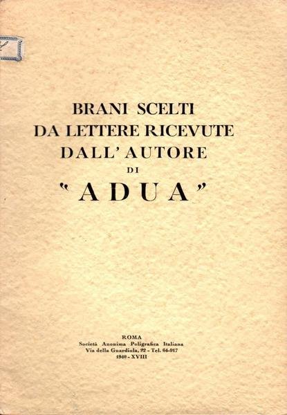 Brani scelti da lettere ricevute dall'autore di Adua